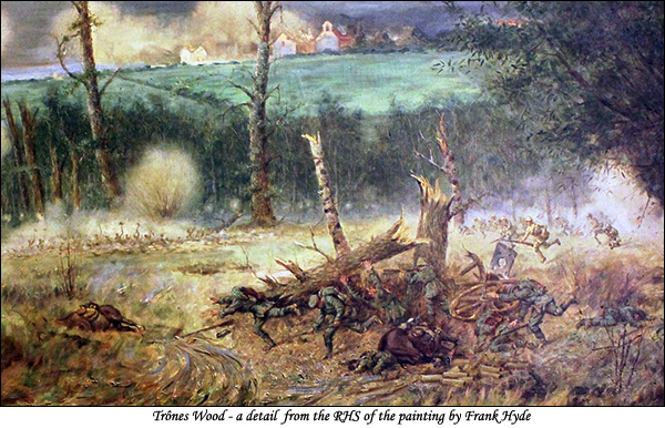 Detail from RHS of Frank Hyde's painting 'Trônes Wood'